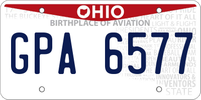 OH license plate GPA6577
