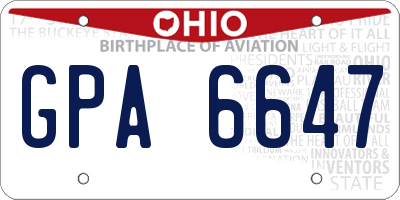 OH license plate GPA6647