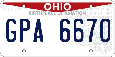 OH license plate GPA6670