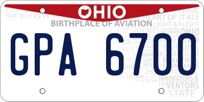OH license plate GPA6700