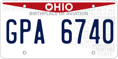OH license plate GPA6740