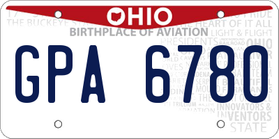 OH license plate GPA6780