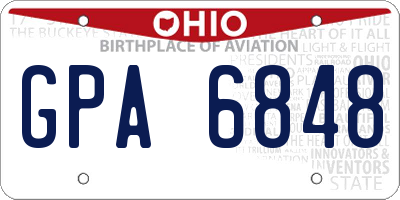OH license plate GPA6848