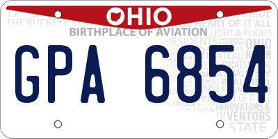 OH license plate GPA6854