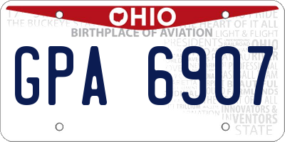 OH license plate GPA6907