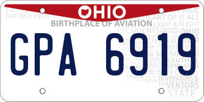 OH license plate GPA6919