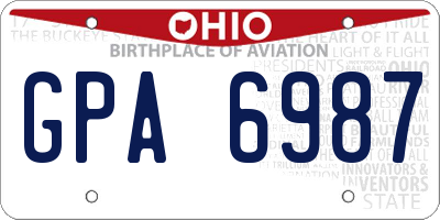 OH license plate GPA6987