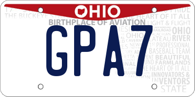 OH license plate GPA7