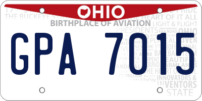 OH license plate GPA7015