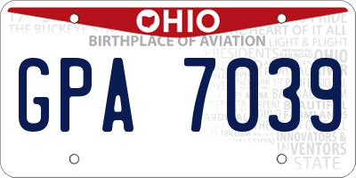 OH license plate GPA7039