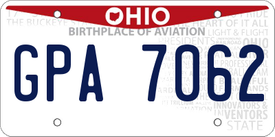 OH license plate GPA7062