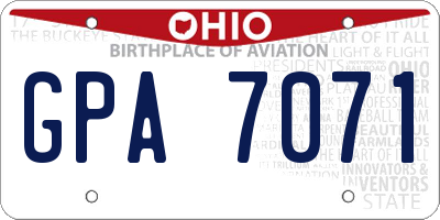 OH license plate GPA7071