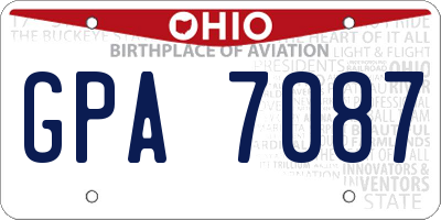 OH license plate GPA7087