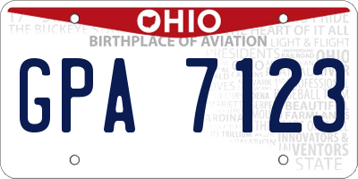 OH license plate GPA7123