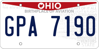 OH license plate GPA7190