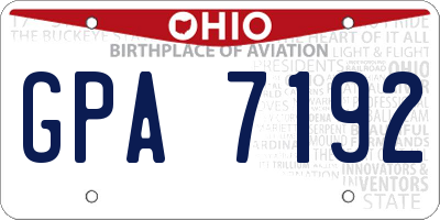OH license plate GPA7192