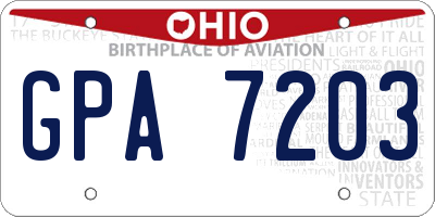 OH license plate GPA7203