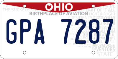 OH license plate GPA7287