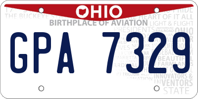 OH license plate GPA7329