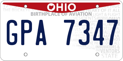 OH license plate GPA7347