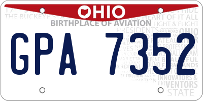 OH license plate GPA7352