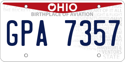 OH license plate GPA7357