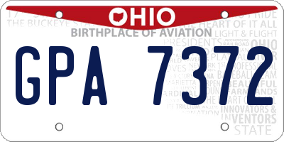 OH license plate GPA7372