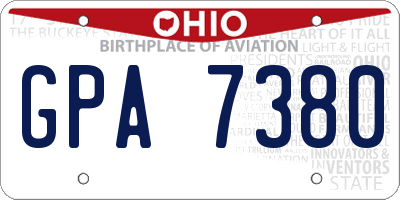 OH license plate GPA7380