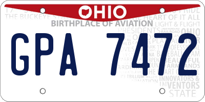 OH license plate GPA7472