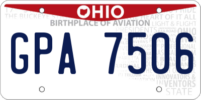 OH license plate GPA7506