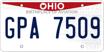 OH license plate GPA7509