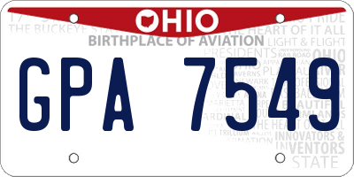 OH license plate GPA7549
