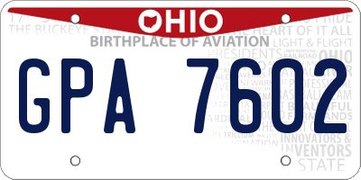 OH license plate GPA7602