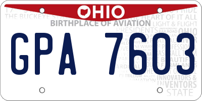 OH license plate GPA7603