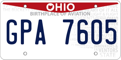 OH license plate GPA7605