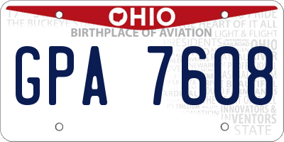 OH license plate GPA7608