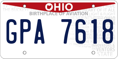 OH license plate GPA7618