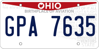 OH license plate GPA7635