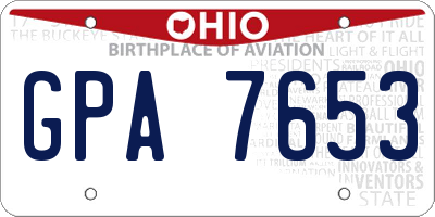 OH license plate GPA7653
