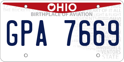 OH license plate GPA7669