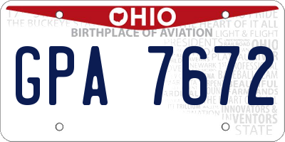 OH license plate GPA7672