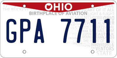 OH license plate GPA7711