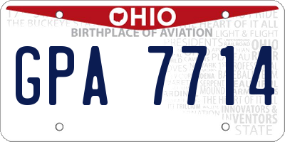 OH license plate GPA7714