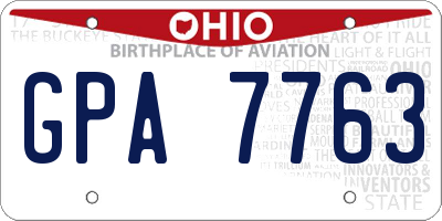 OH license plate GPA7763