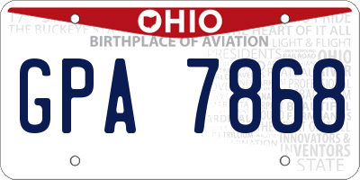 OH license plate GPA7868
