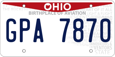 OH license plate GPA7870