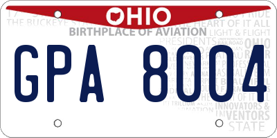 OH license plate GPA8004