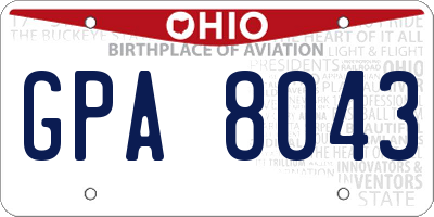 OH license plate GPA8043