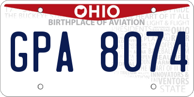 OH license plate GPA8074