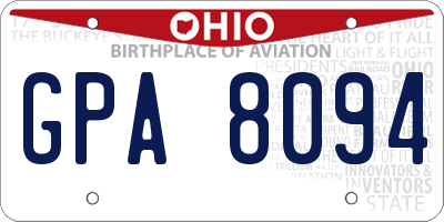 OH license plate GPA8094